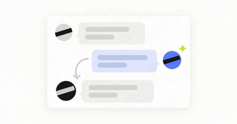 Un chat donde un asistente virtual responde a un cliente y pasa la conversación a una persona del equipo.