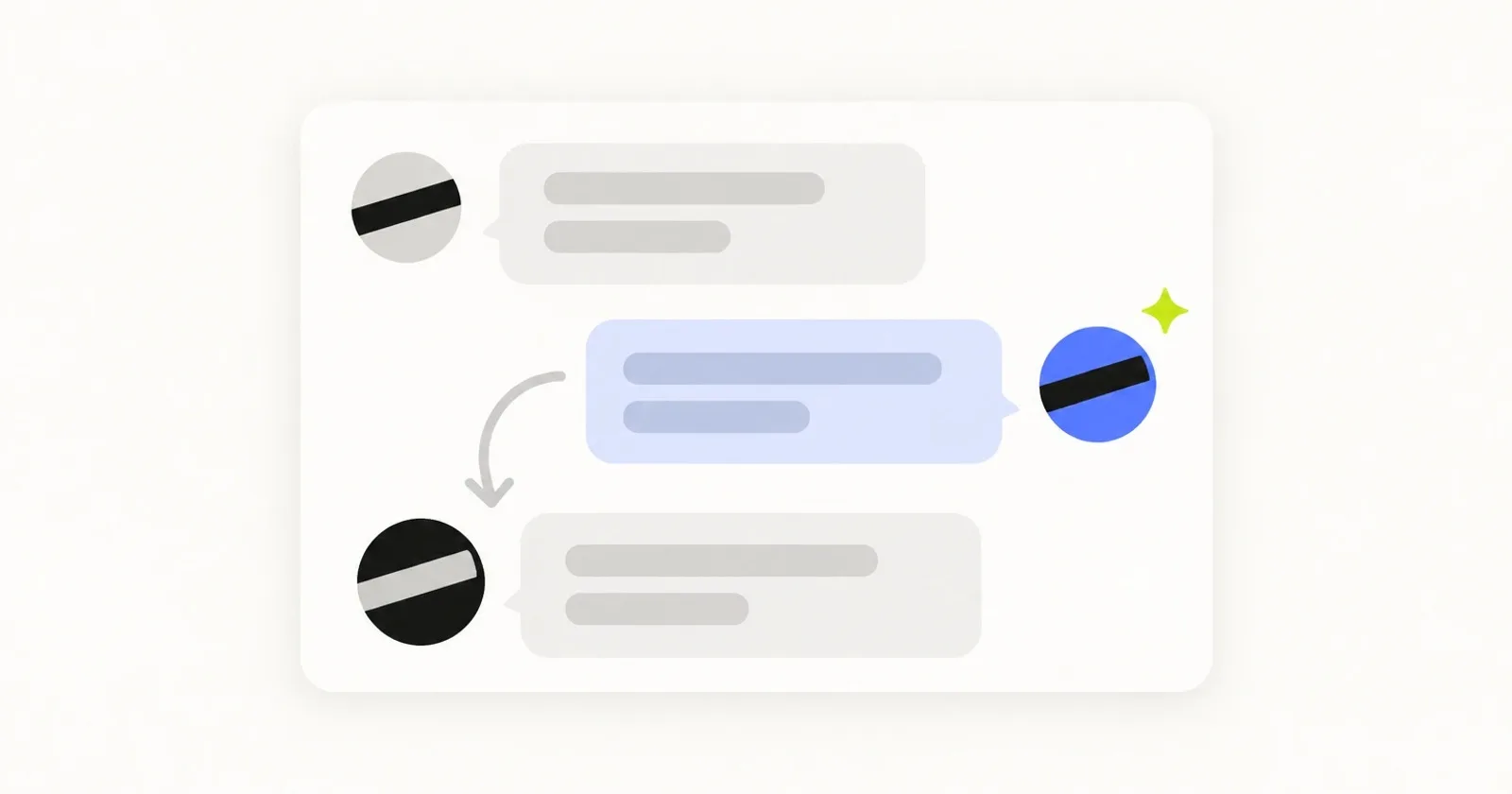 Un chat donde un asistente virtual responde a un cliente y pasa la conversación a una persona del equipo.